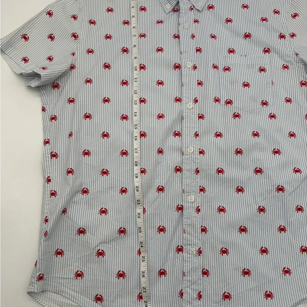 J.Crew Slim Fit XL Blue Stripe Red Crab‎ Nautical Button Down Shirt